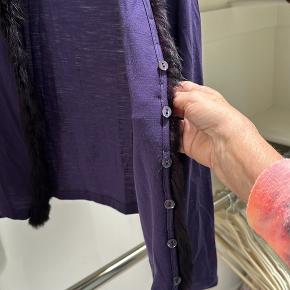 Moschino Purple Cardigan with Fur Detail Size Small - Picture 3 of 5